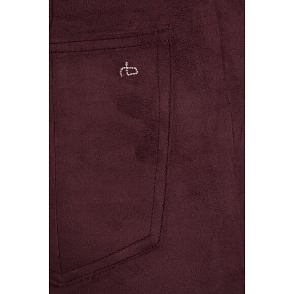 Rag & Bone NWT Embroidered Faux Suede Slim Leg Pants Burgundy Size XS Pull-On - Picture 13 of 13